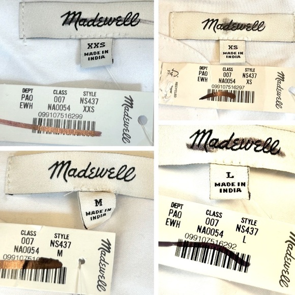 NWT Madewell V-Neck Long-Sleeve Cotton Top in White, Sizes XXS, XS, and M - Picture 11 of 13